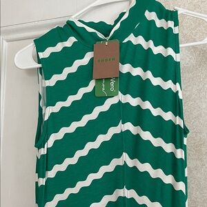 Boden Emerald and White Wavy Stripe Dress
